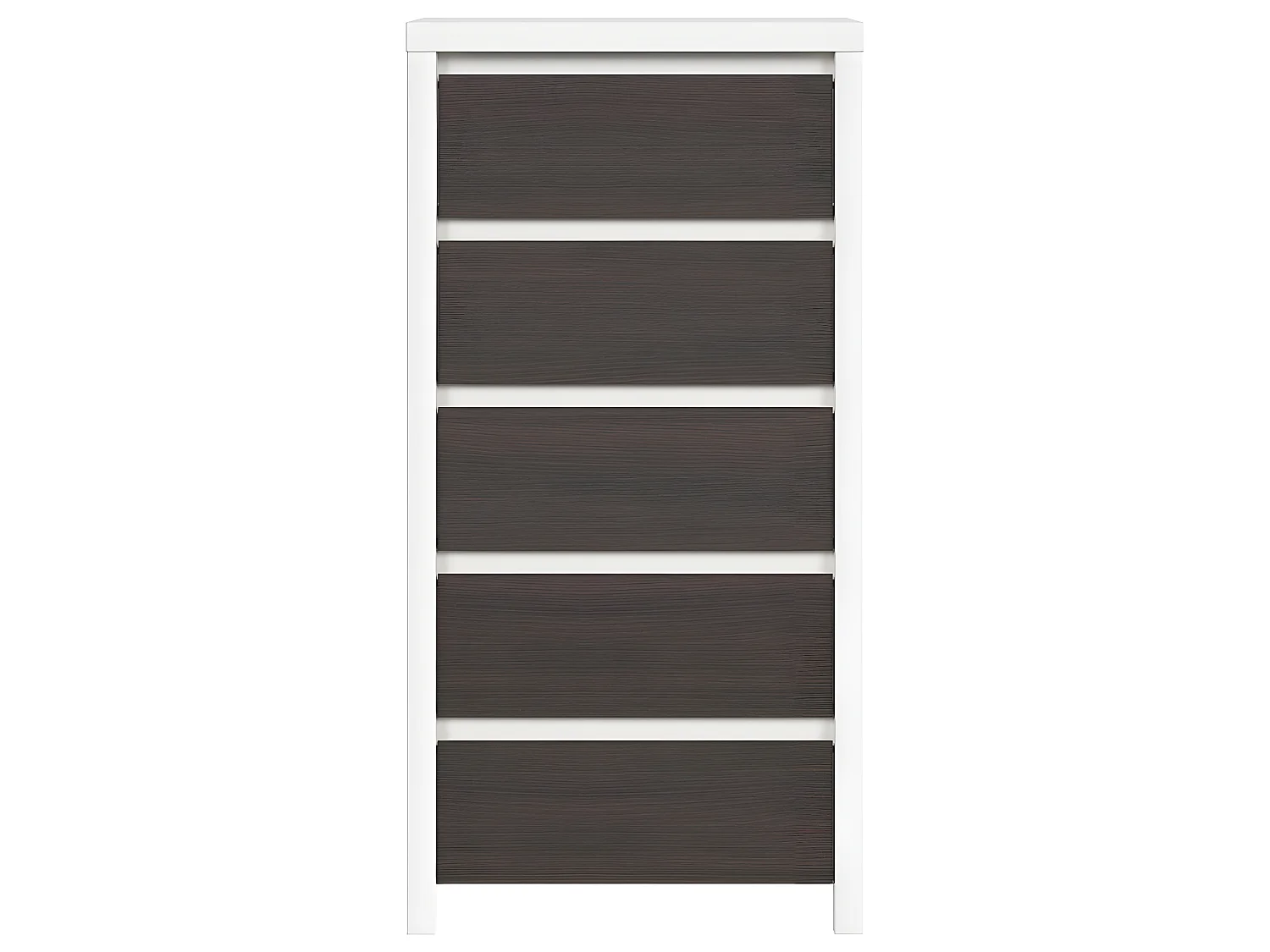 Chiffonnier 5 tiroirs Soren Blanc et Bois Wengé