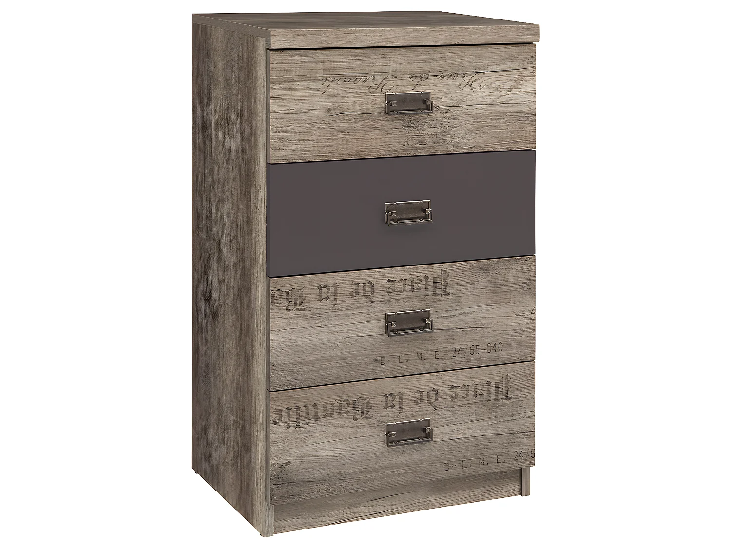 Chiffonnier 4 tiroirs Abel Bois et Gris