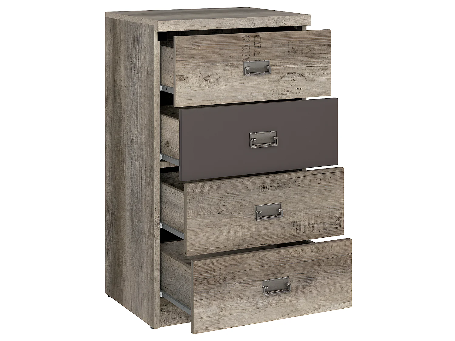 Chiffonnier 4 tiroirs Abel Bois et Gris