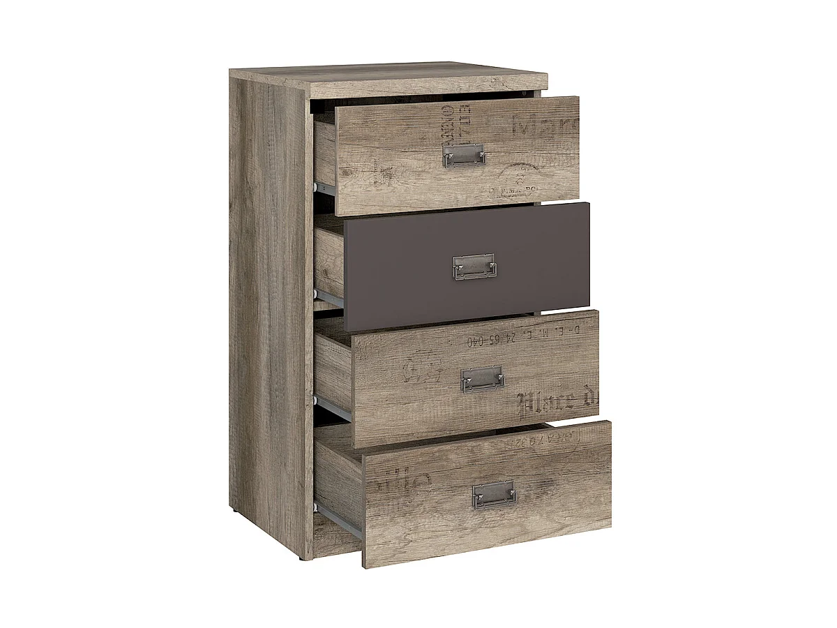 Chiffonnier 4 tiroirs Abel Bois et Gris