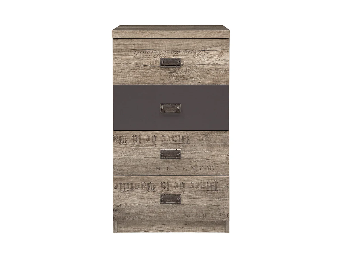 Chiffonnier 4 tiroirs Abel Bois et Gris