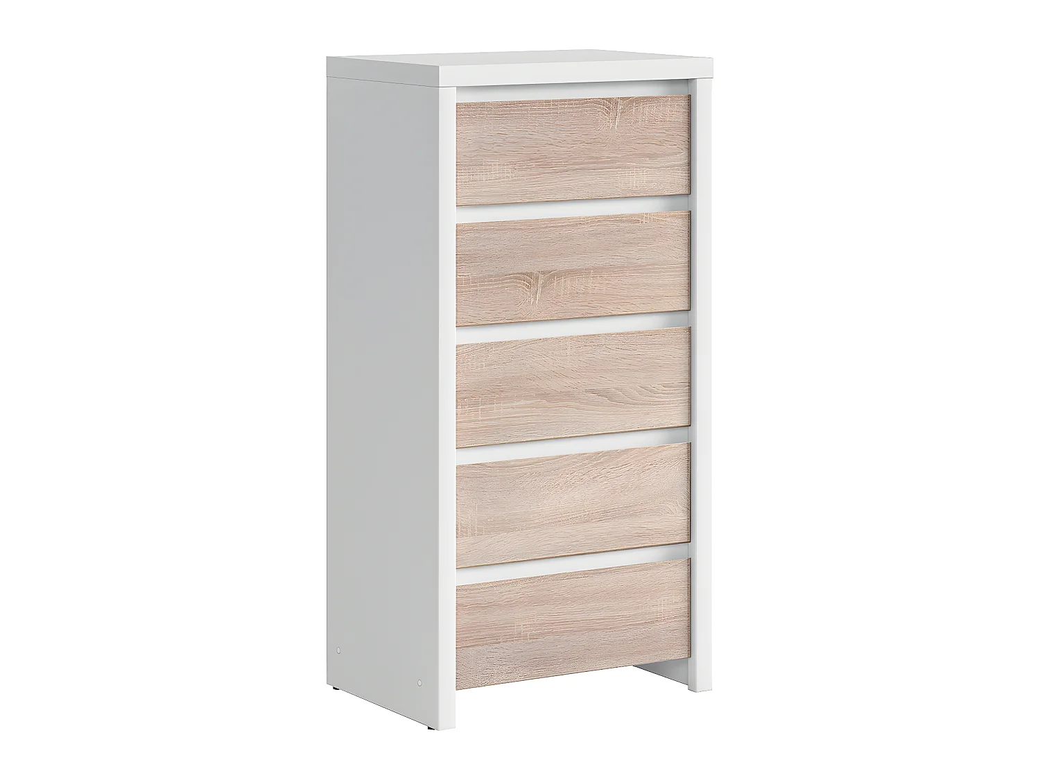 Chiffonnier 5 tiroirs Soren Blanc et Bois