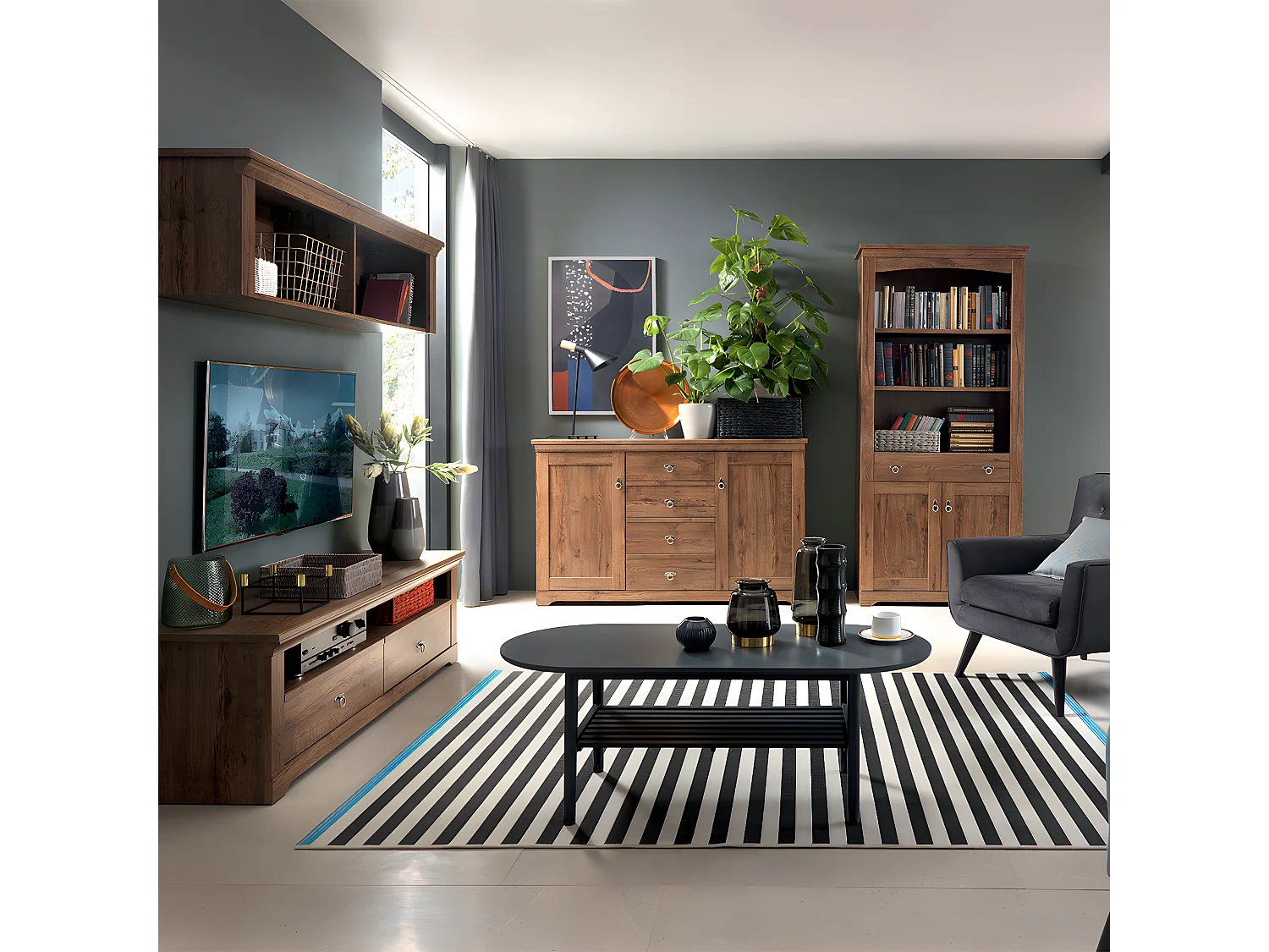 Meuble TV 2 tiroirs 153 cm Noé Bois