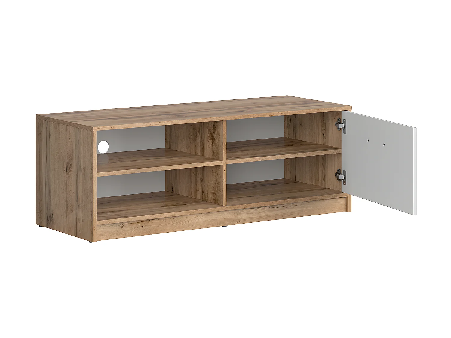 Meuble TV 1 porte 118 cm Cyril Bois et Blanc