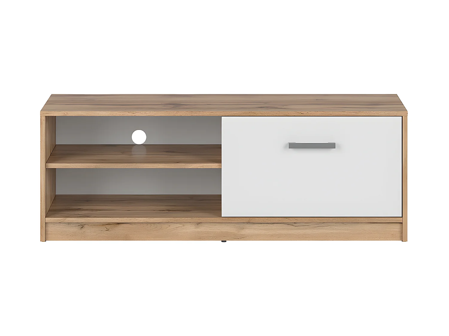 Meuble TV 1 porte 118 cm Cyril Bois et Blanc