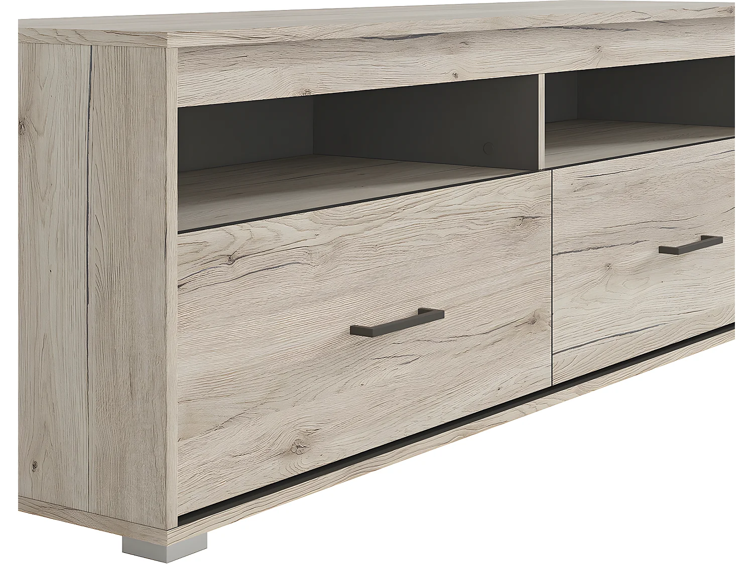 TV-meubel met 2 laden 144 cm Abriel Wood en Antraciet