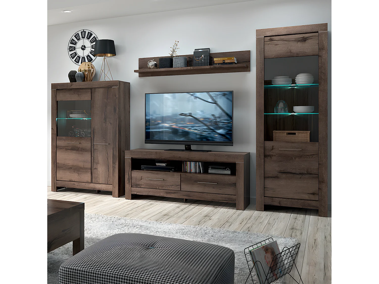 Meuble TV 2 tiroirs 140 cm Adam Bois
