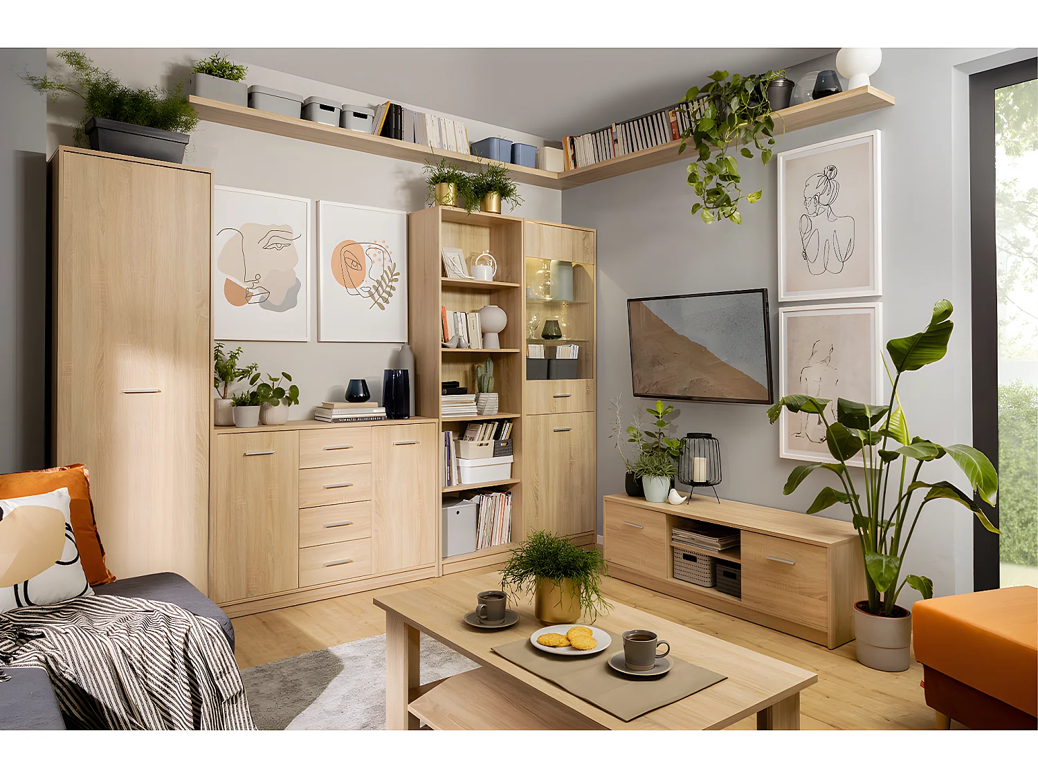 Meuble TV 2 portes 138 cm Ewen Bois