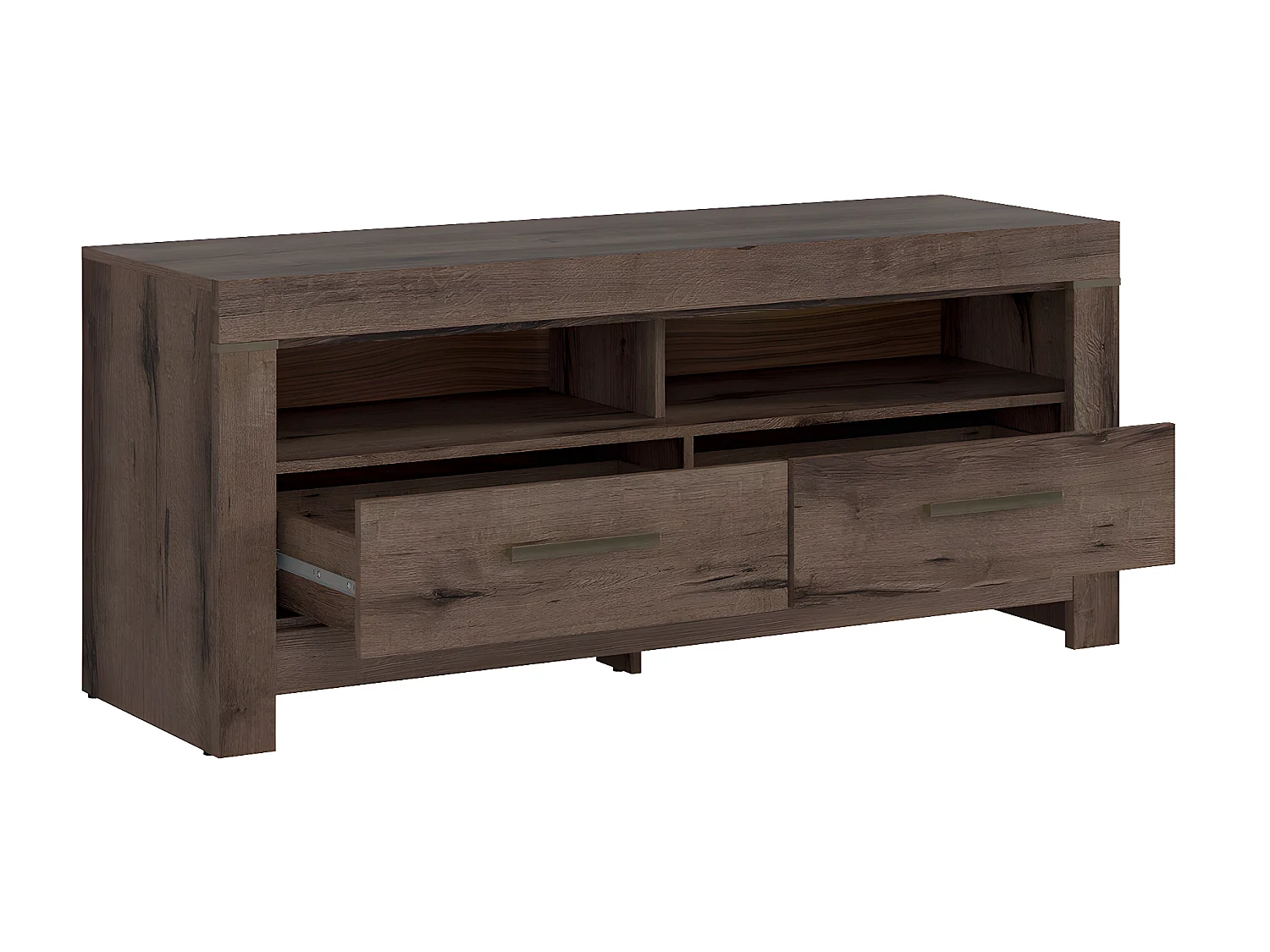 Meuble TV 2 tiroirs 140 cm Adam Bois foncé