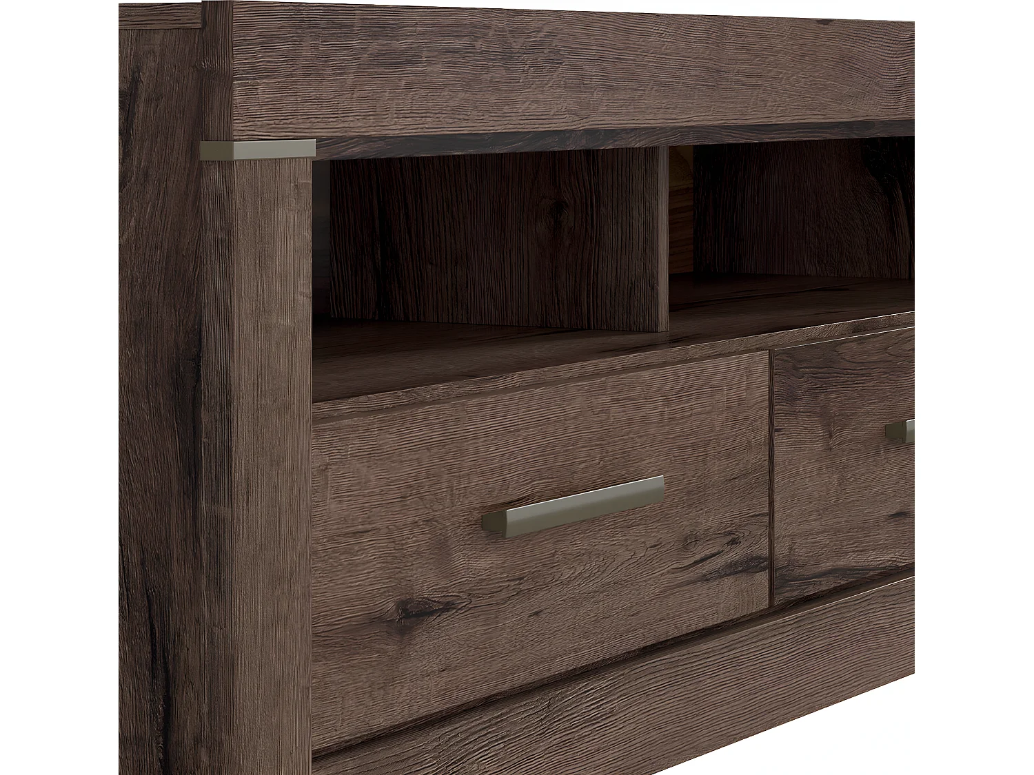 Meuble TV 2 tiroirs 140 cm Adam Bois foncé