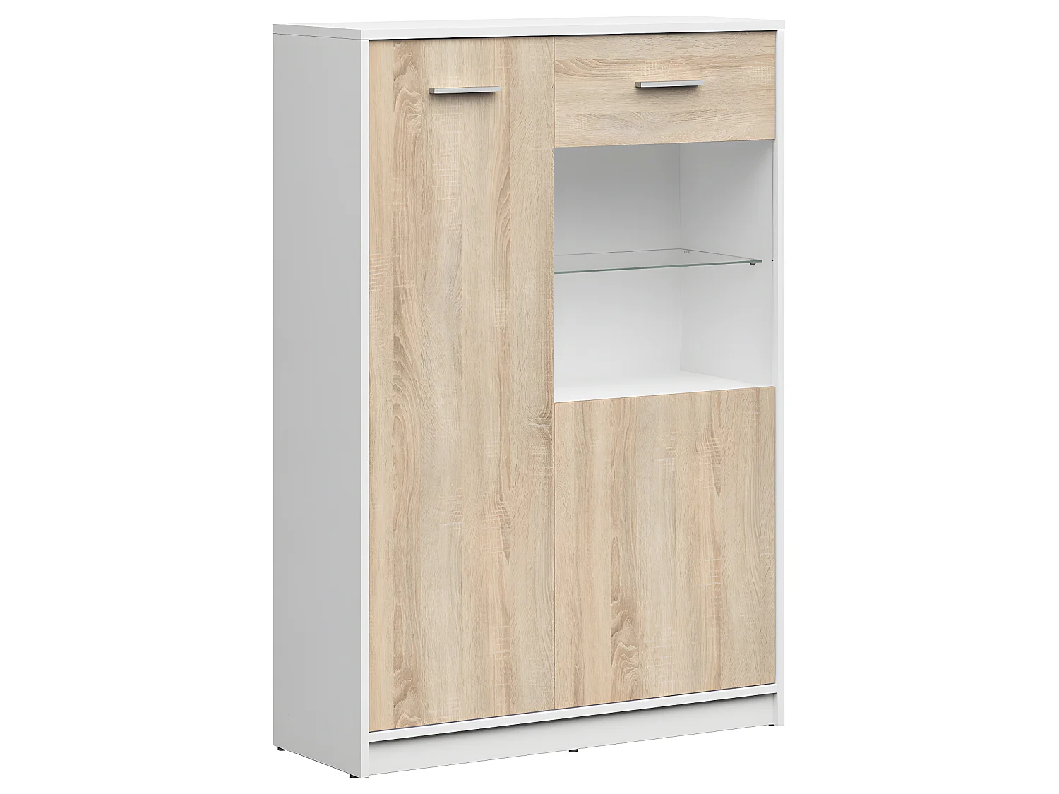 Armário de porcelana 2 portas Ewen madeira e branco 131cm