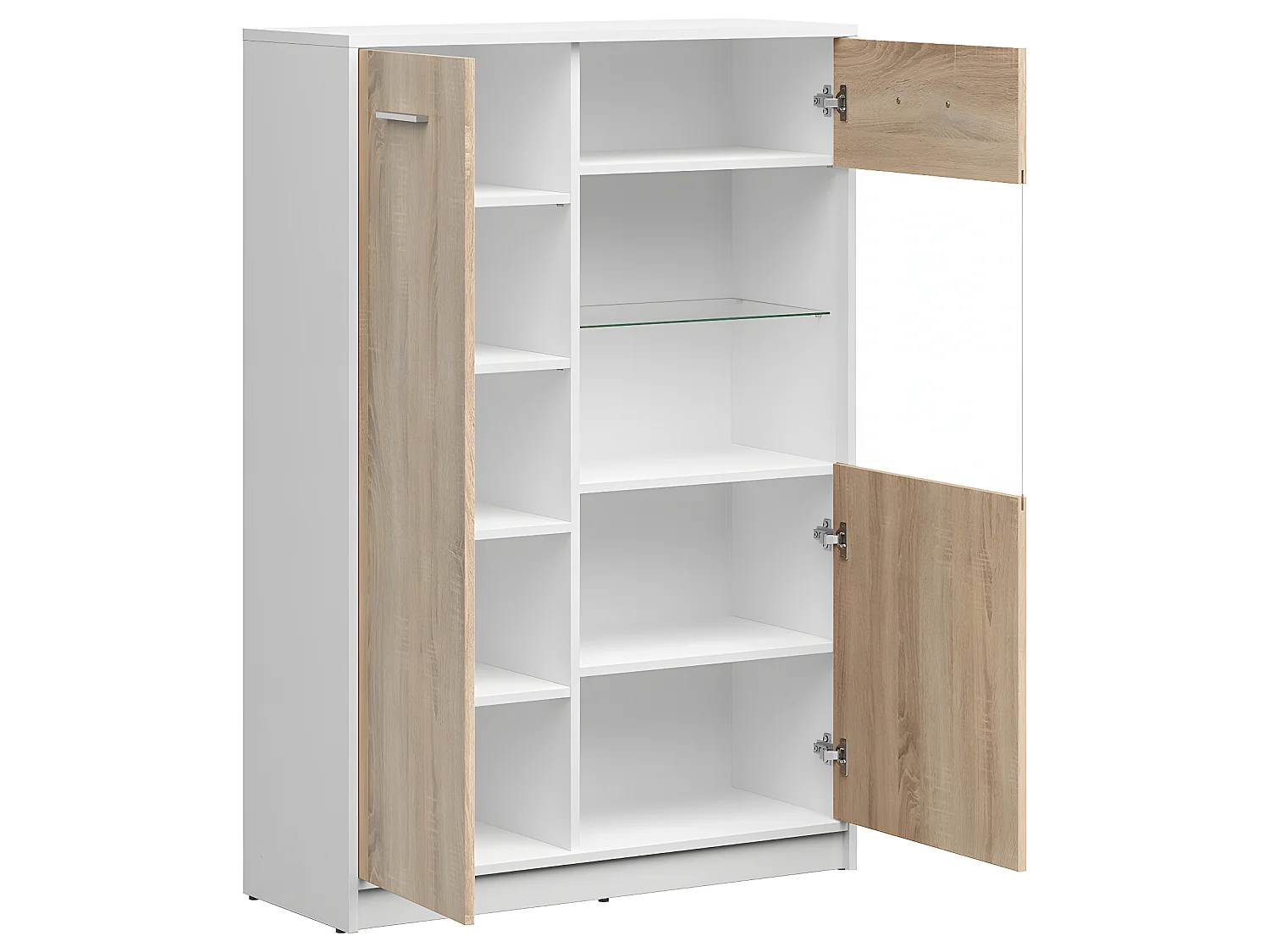 Armário de porcelana 2 portas Ewen madeira e branco 131cm