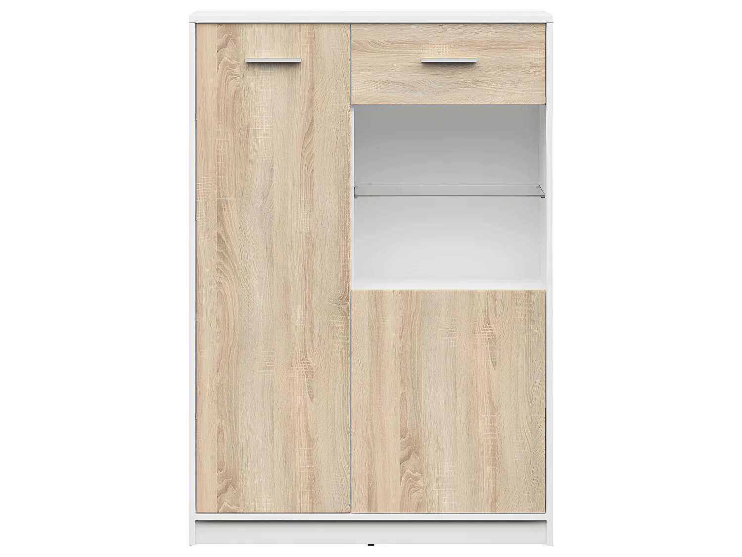 Armário de porcelana 2 portas Ewen madeira e branco 131cm