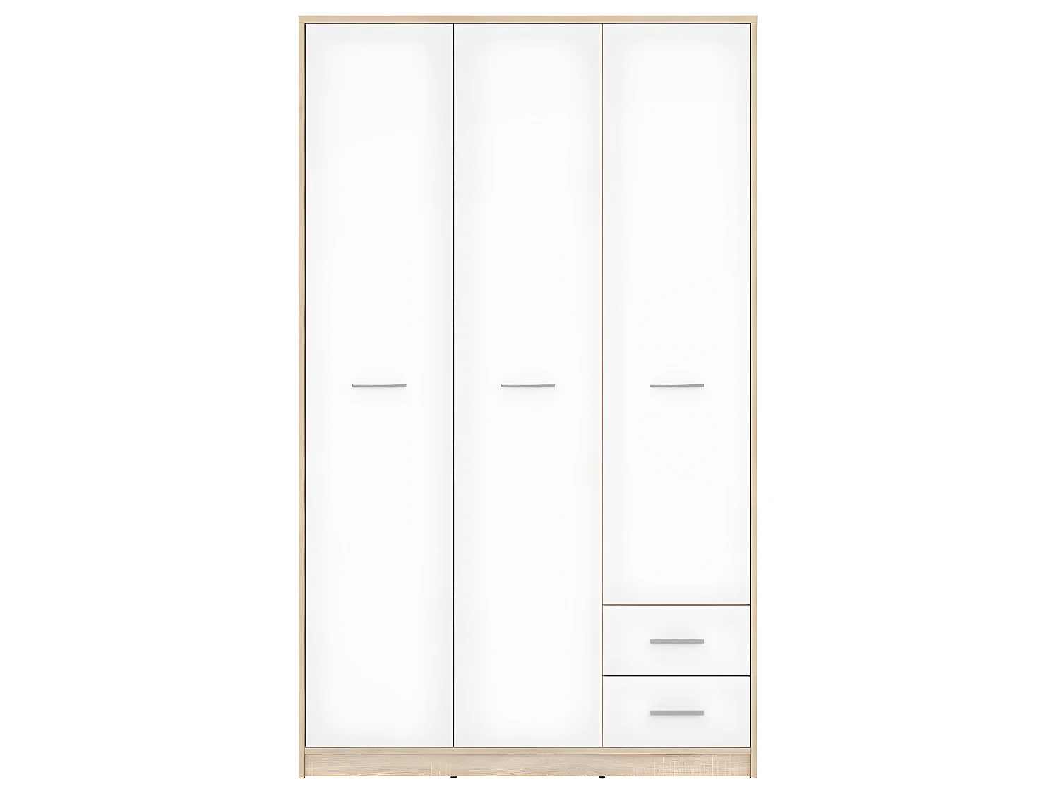 Armoire 3 portes 2 tiroirs Ewen Bois et Blanc