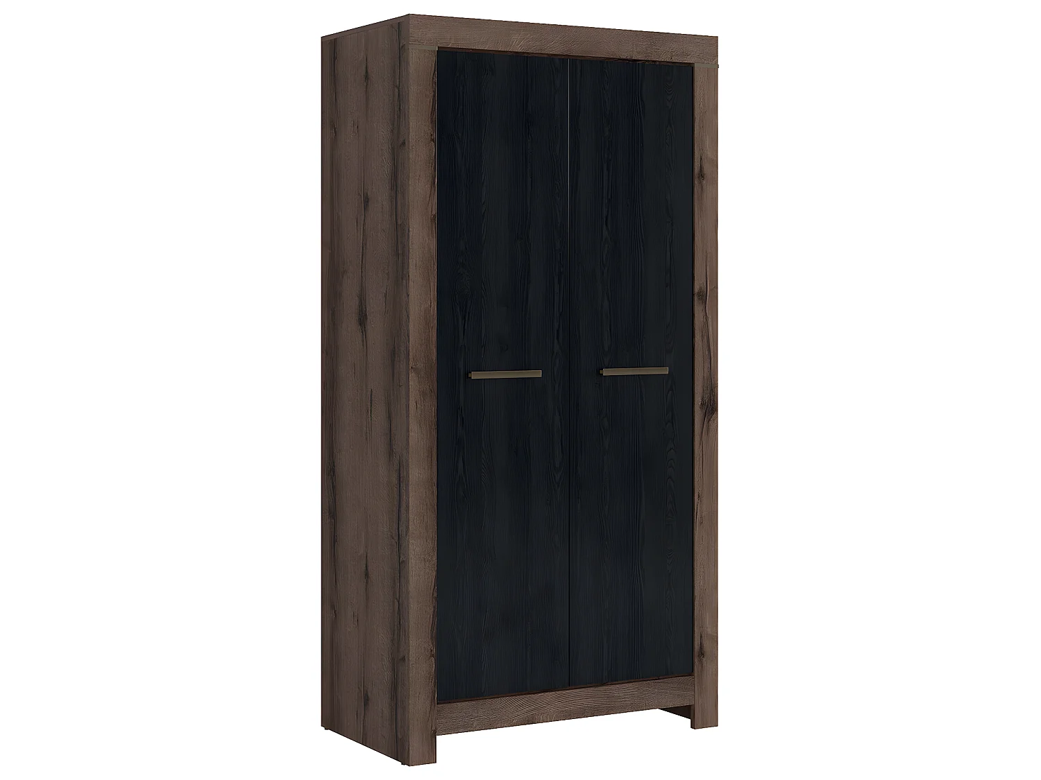 2-türiger Kleiderschrank Adam Holz und Schwarz