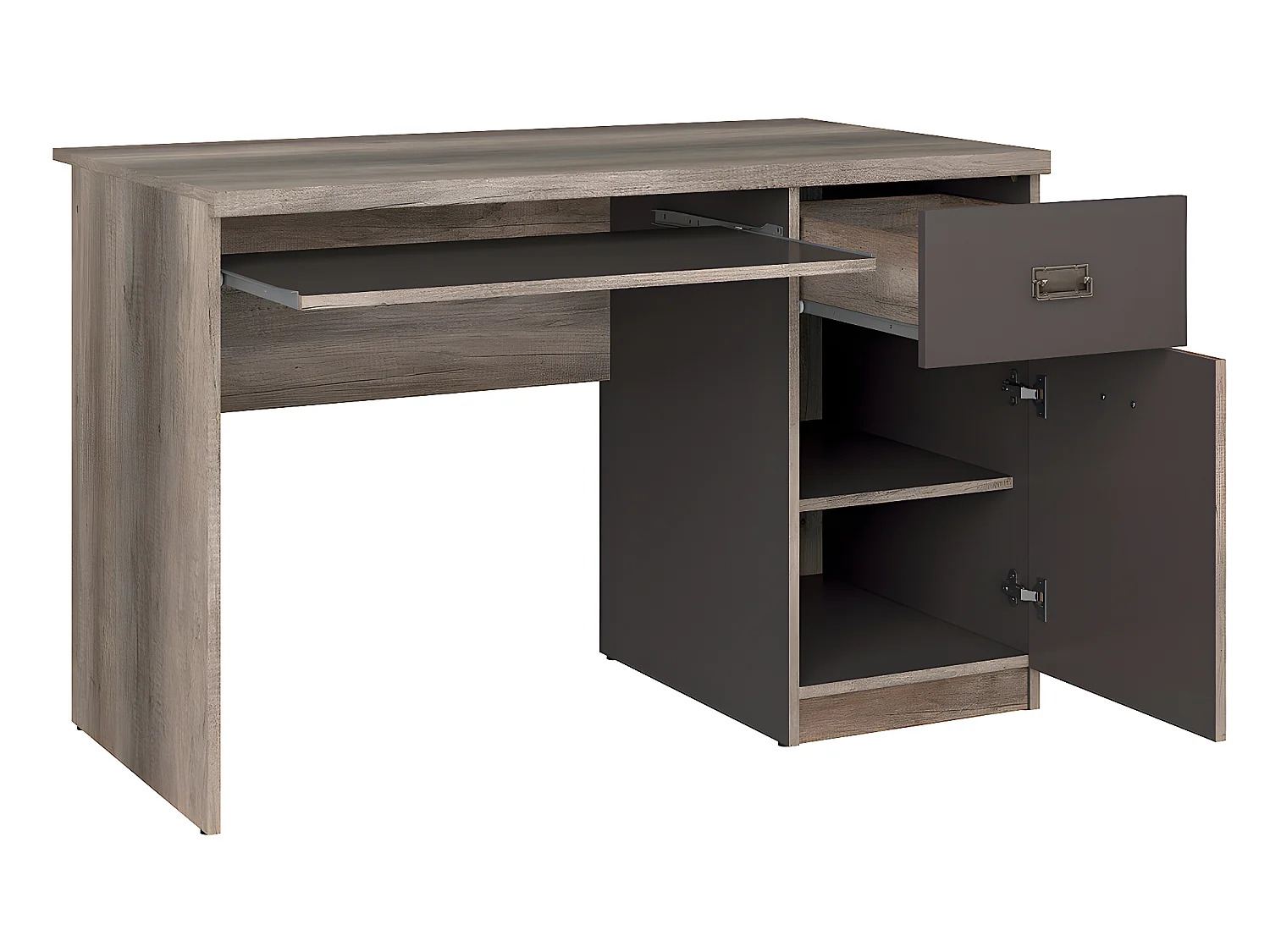 Bureau 1 porte 1 tiroir Abel Bois et Gris