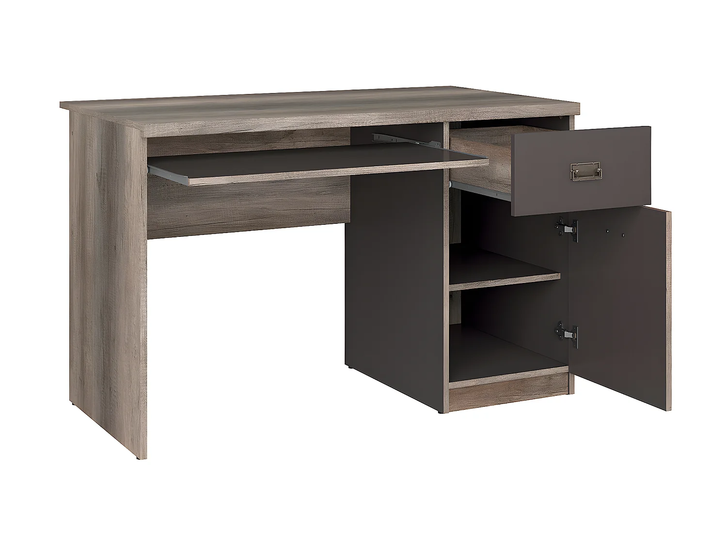 Bureau 1 porte 1 tiroir Abel Bois et Gris