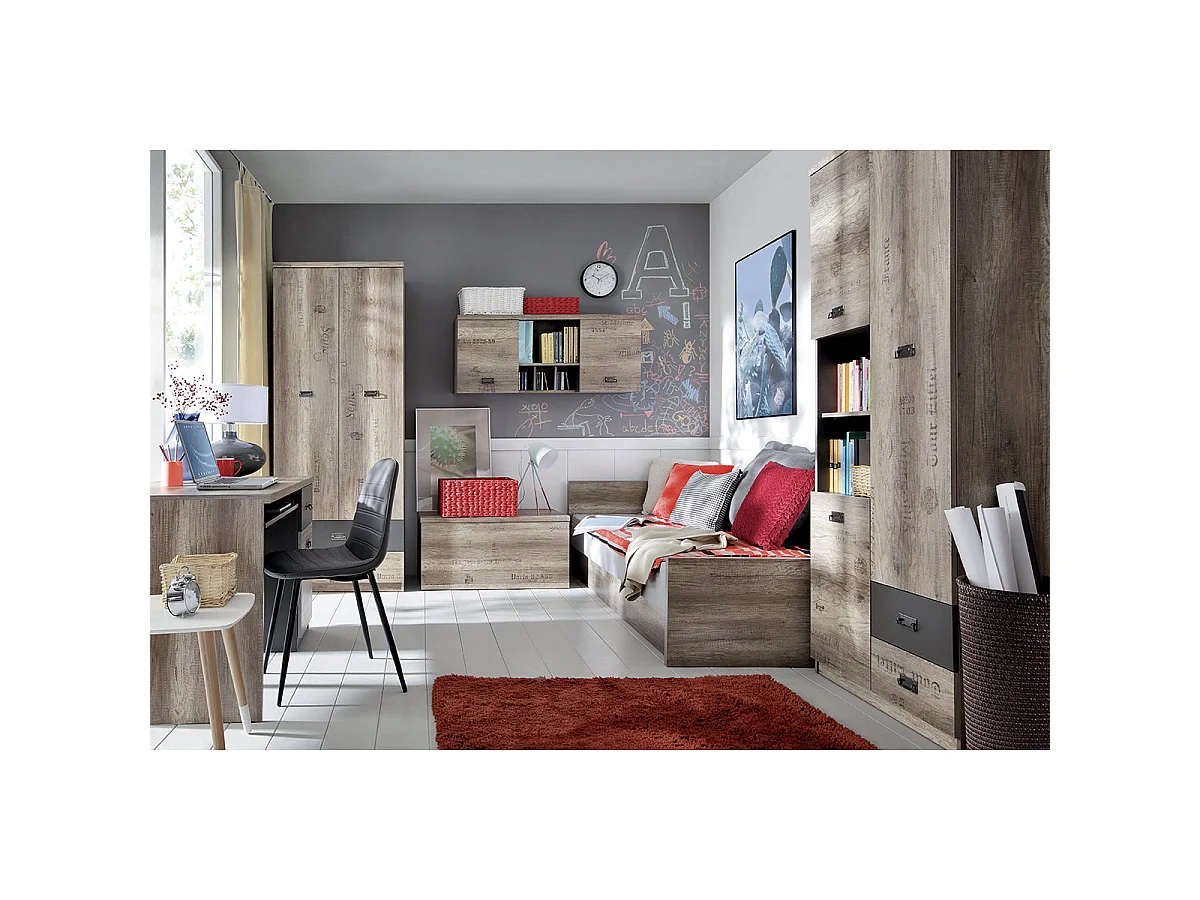 Bureau 1 porte 1 tiroir Abel Bois et Gris