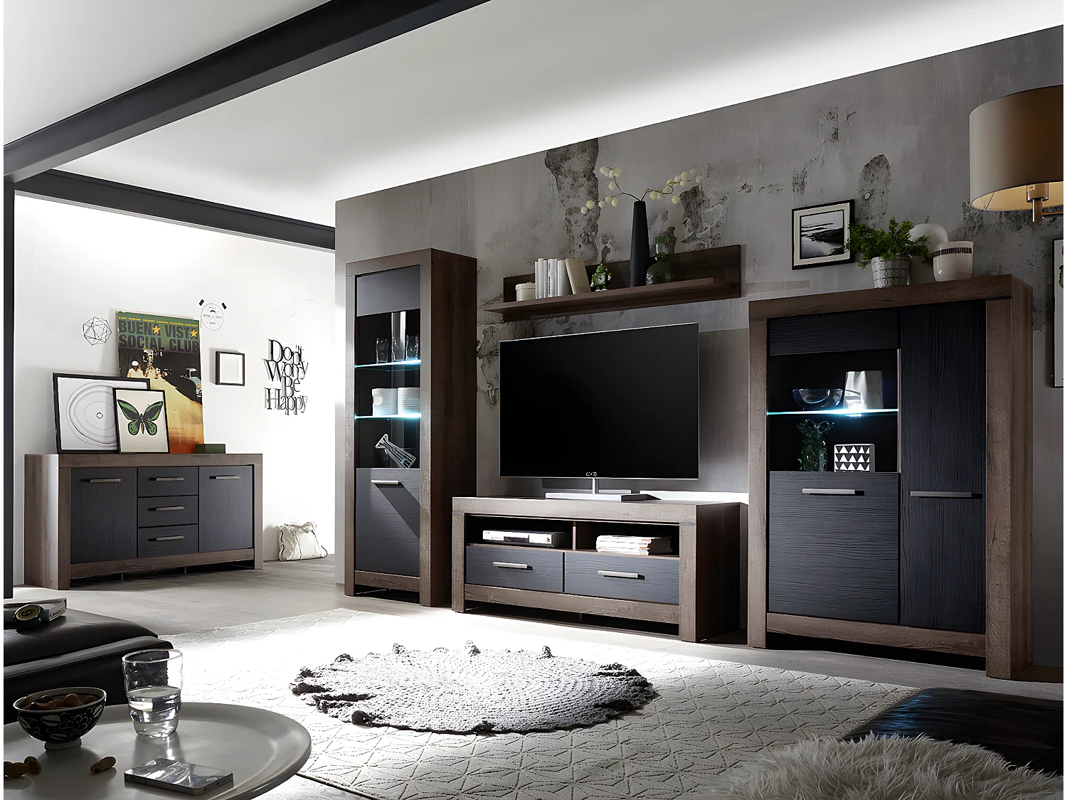 Vaisselier 2 portes Adam Bois et Noir