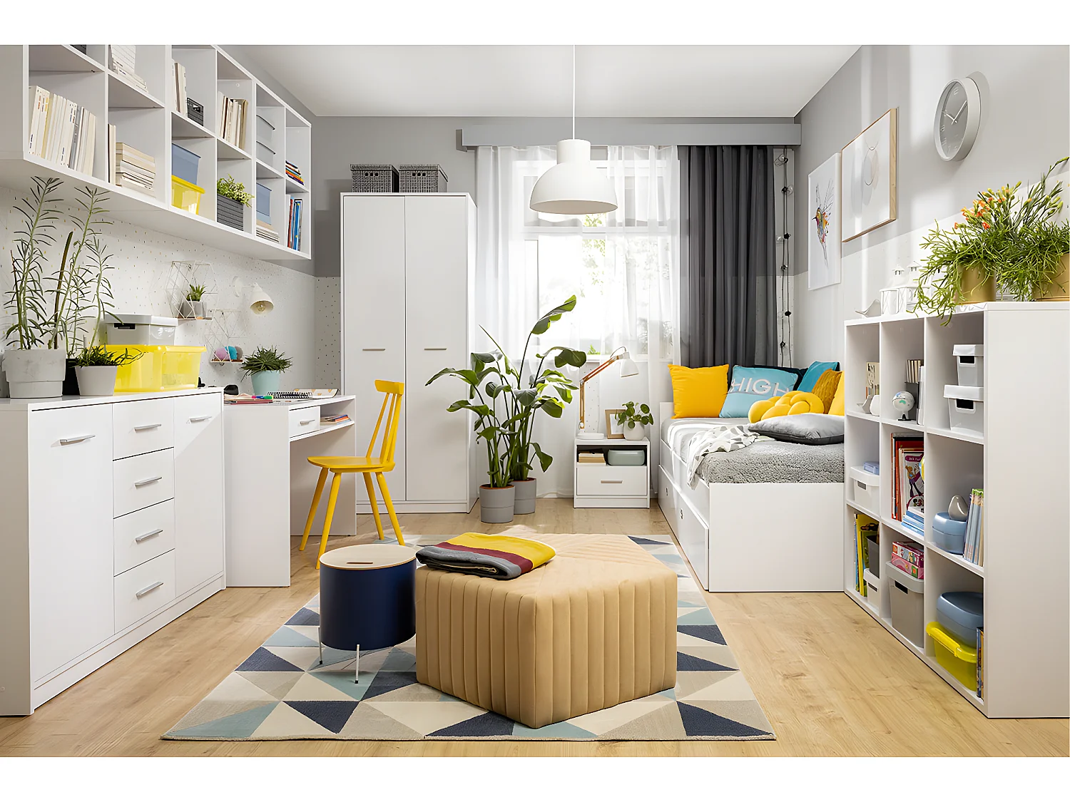 Buffet 2 portes 4 tiroirs Ewen Blanc