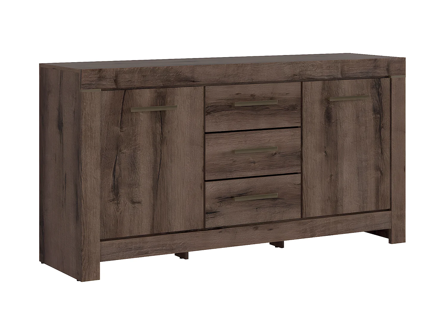 Buffet 2 portes 3 tiroirs Adam Bois foncé