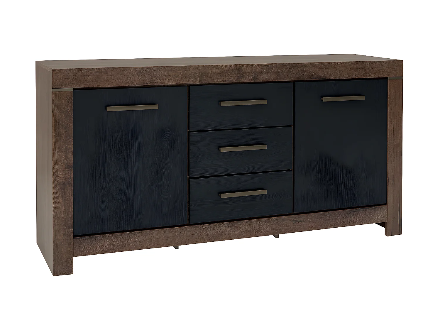 Buffet 2 portes 3 tiroirs Adam Bois et Noir