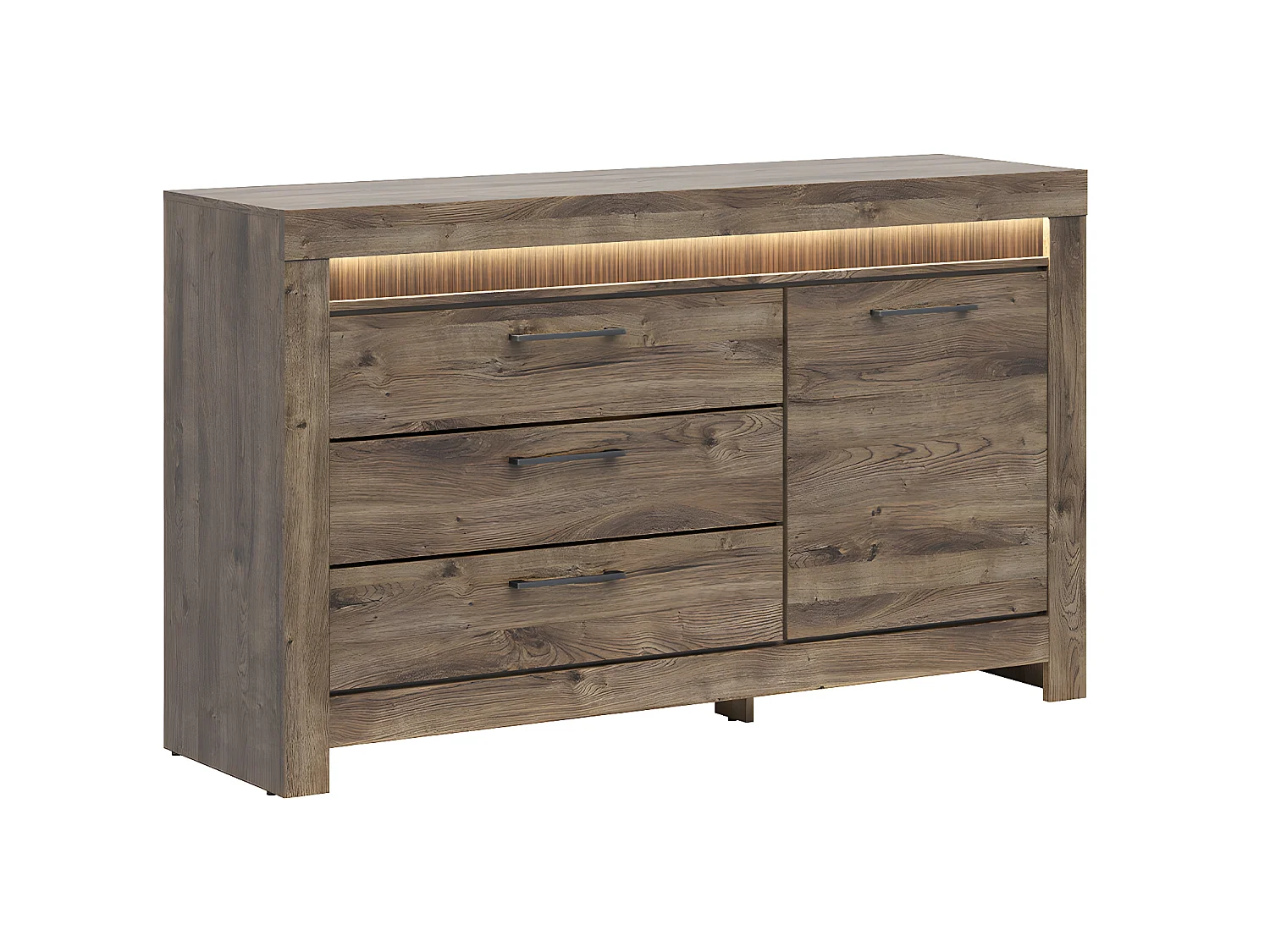 Amaury Houten 1-deurs dressoir met 3 LED laden