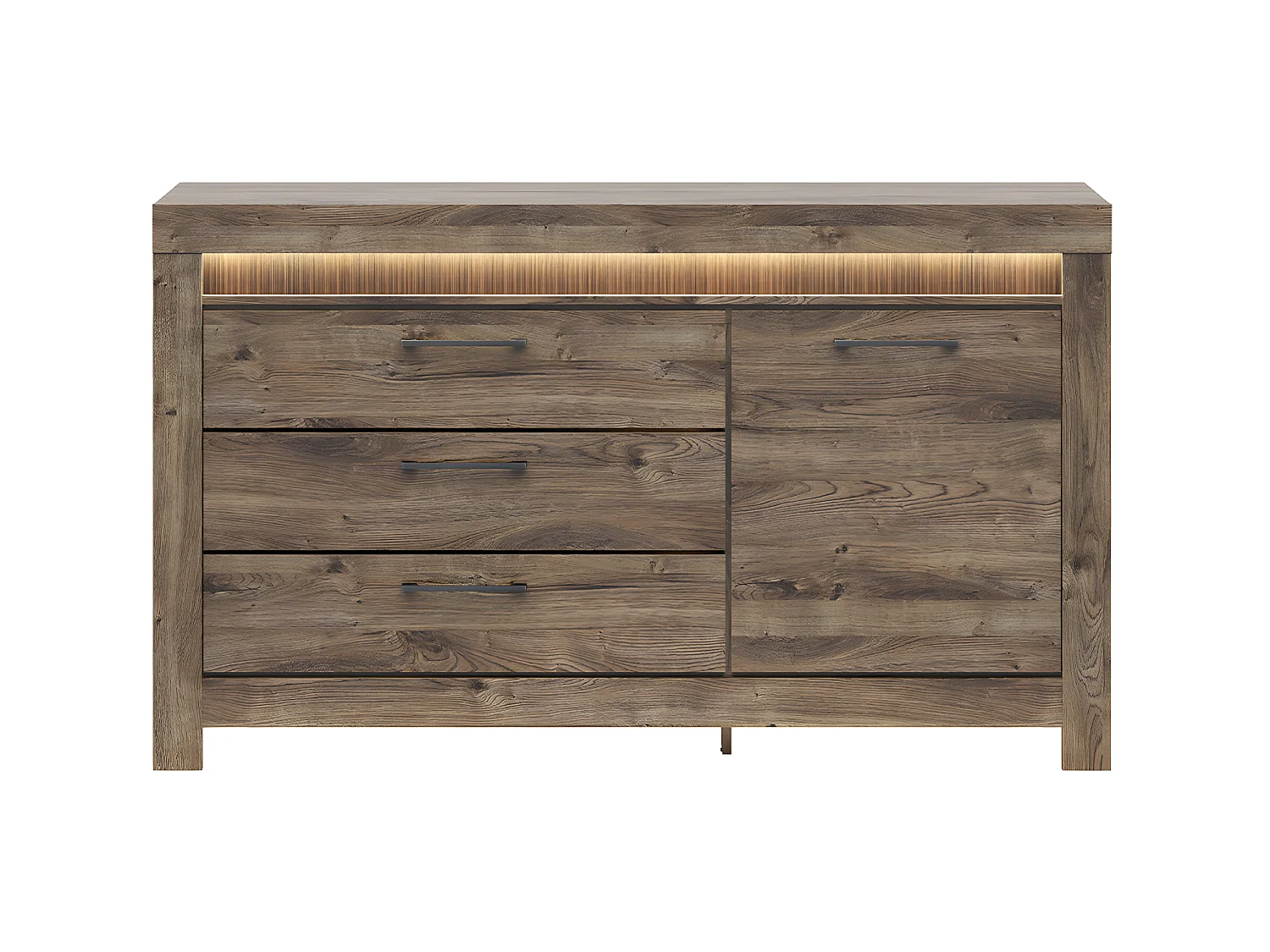 Amaury Houten 1-deurs dressoir met 3 LED laden