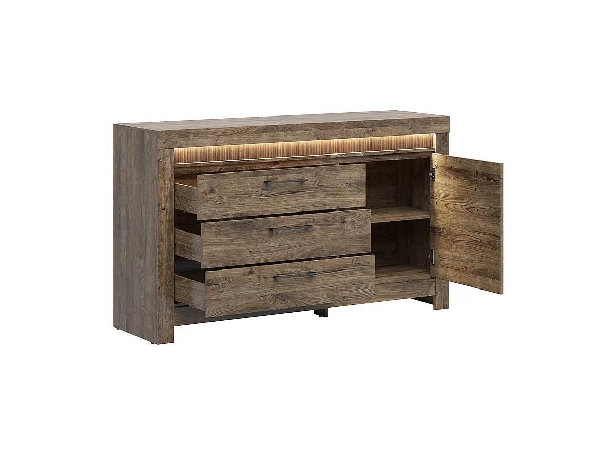 Sideboard 1 dörr 3 lådor LED ingår Amaury Trä
