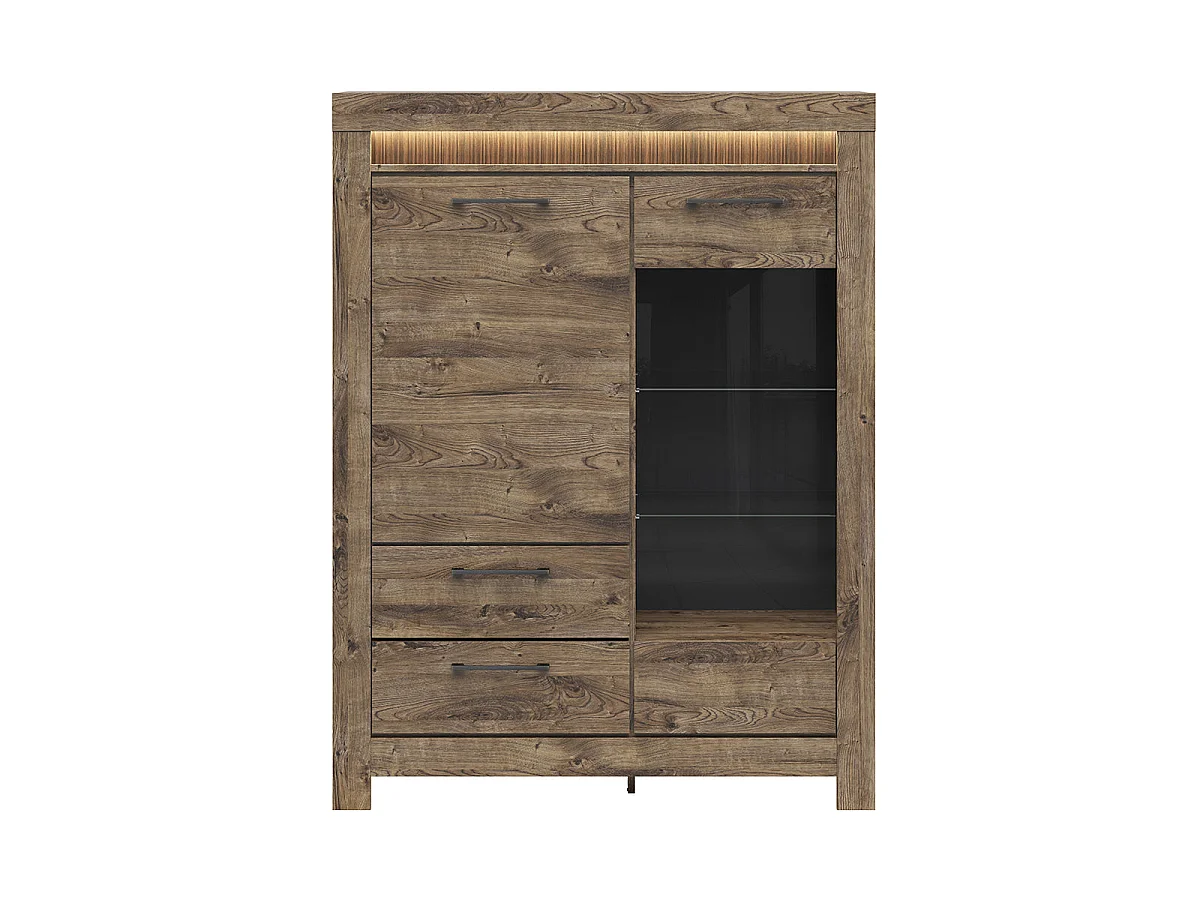 Vaisselier 2 portes 2 tiroirs LED inclus Amaury Bois