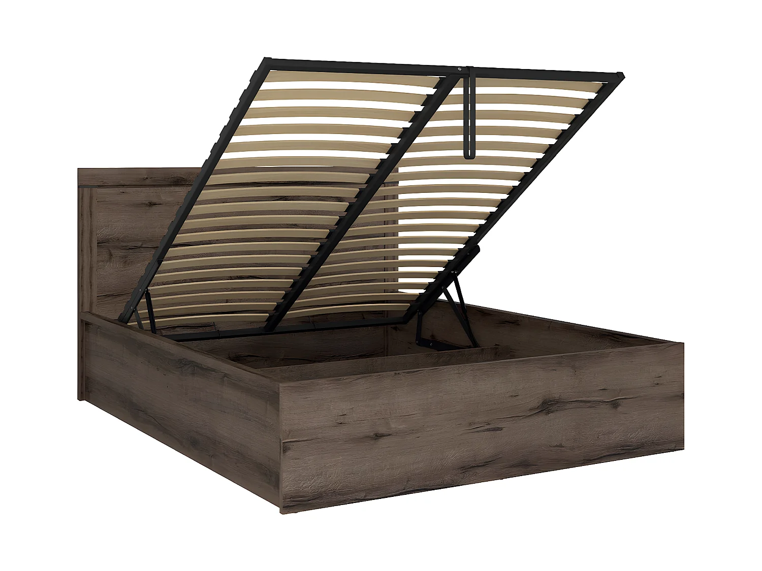 Lit coffre 160x200 sommier inclus Adam Bois foncé