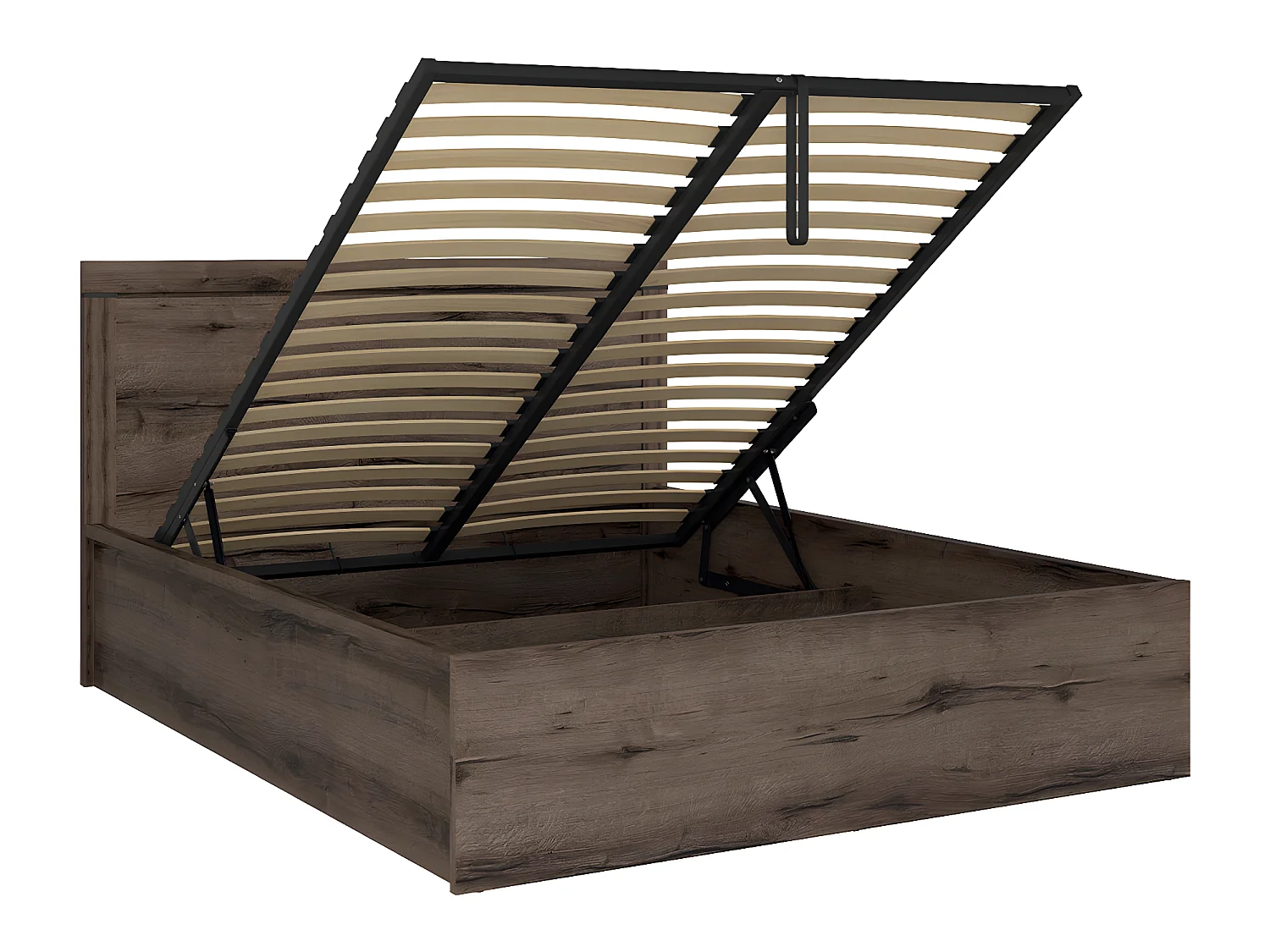 Lit coffre 160x200 sommier inclus Adam Bois foncé