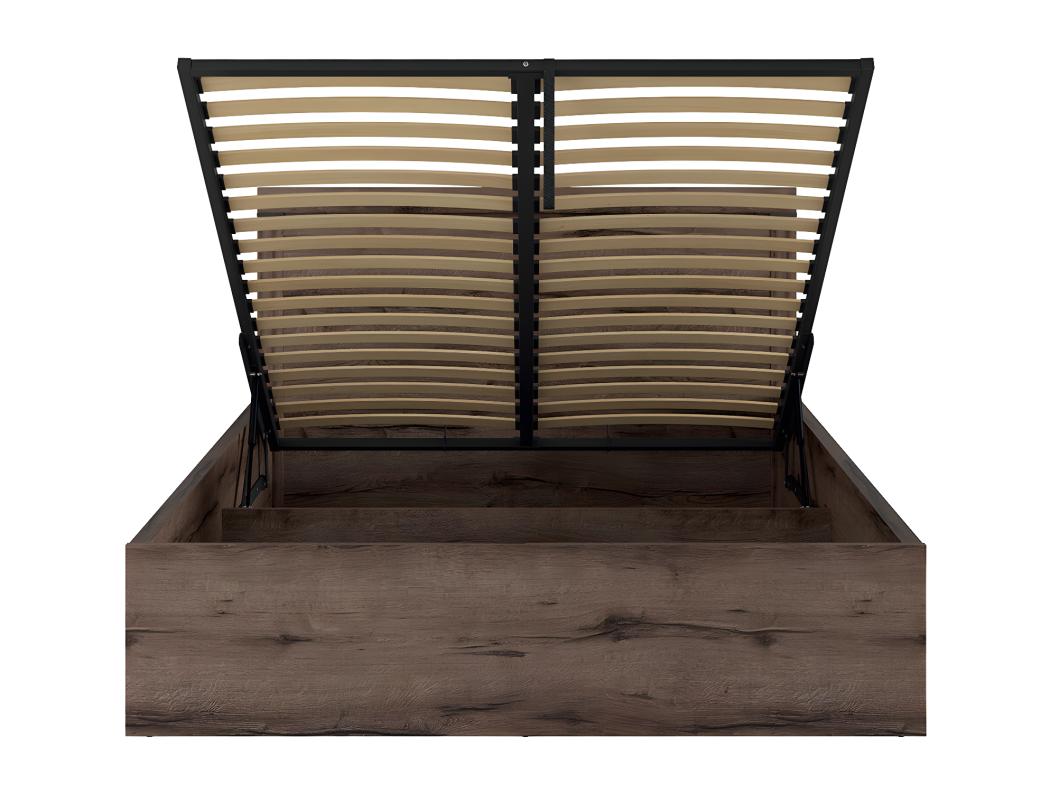 Lit coffre 160x200 sommier inclus Adam Bois foncé