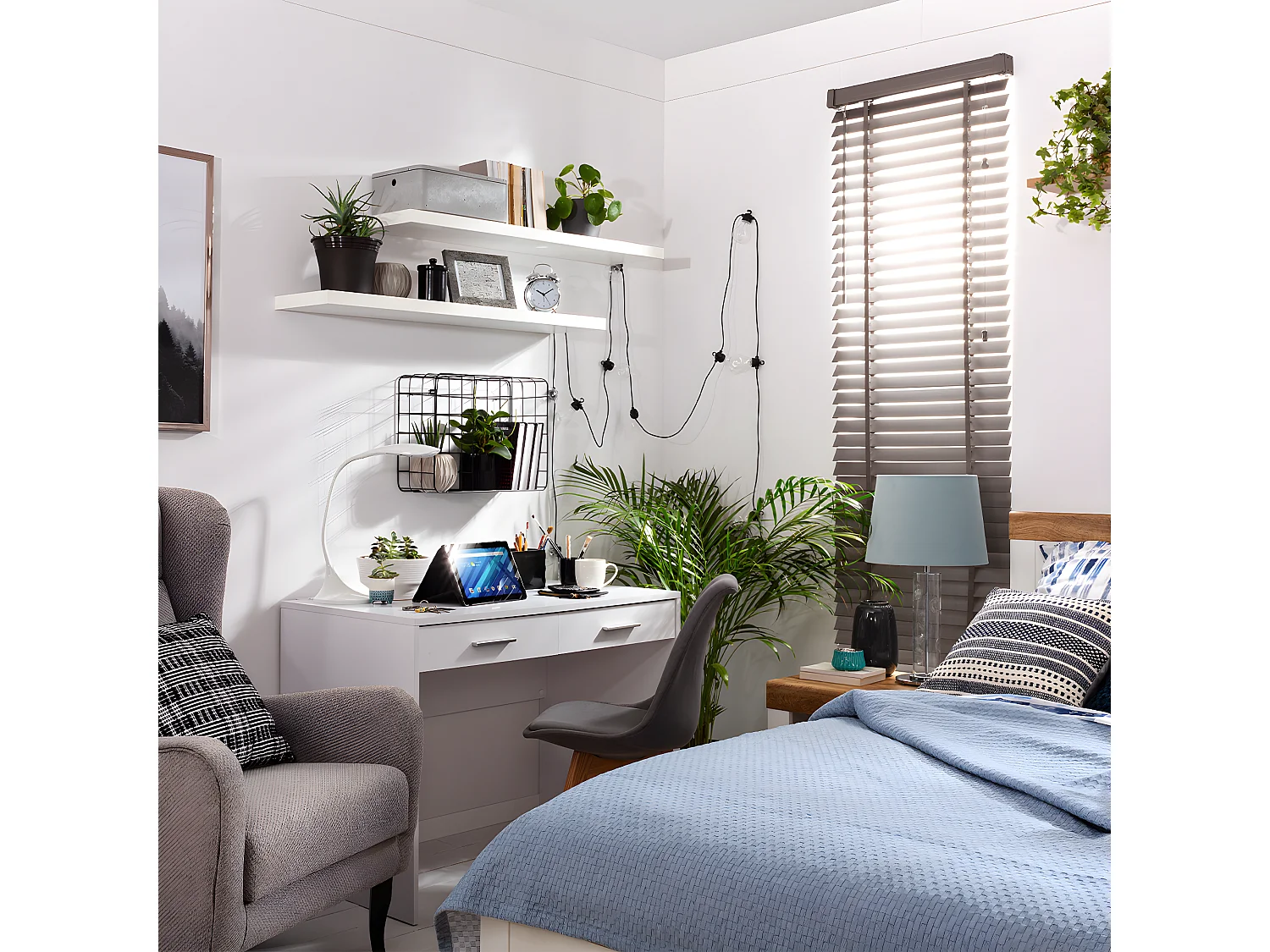 Secretária 2 gavetas Ewen branco 76cm