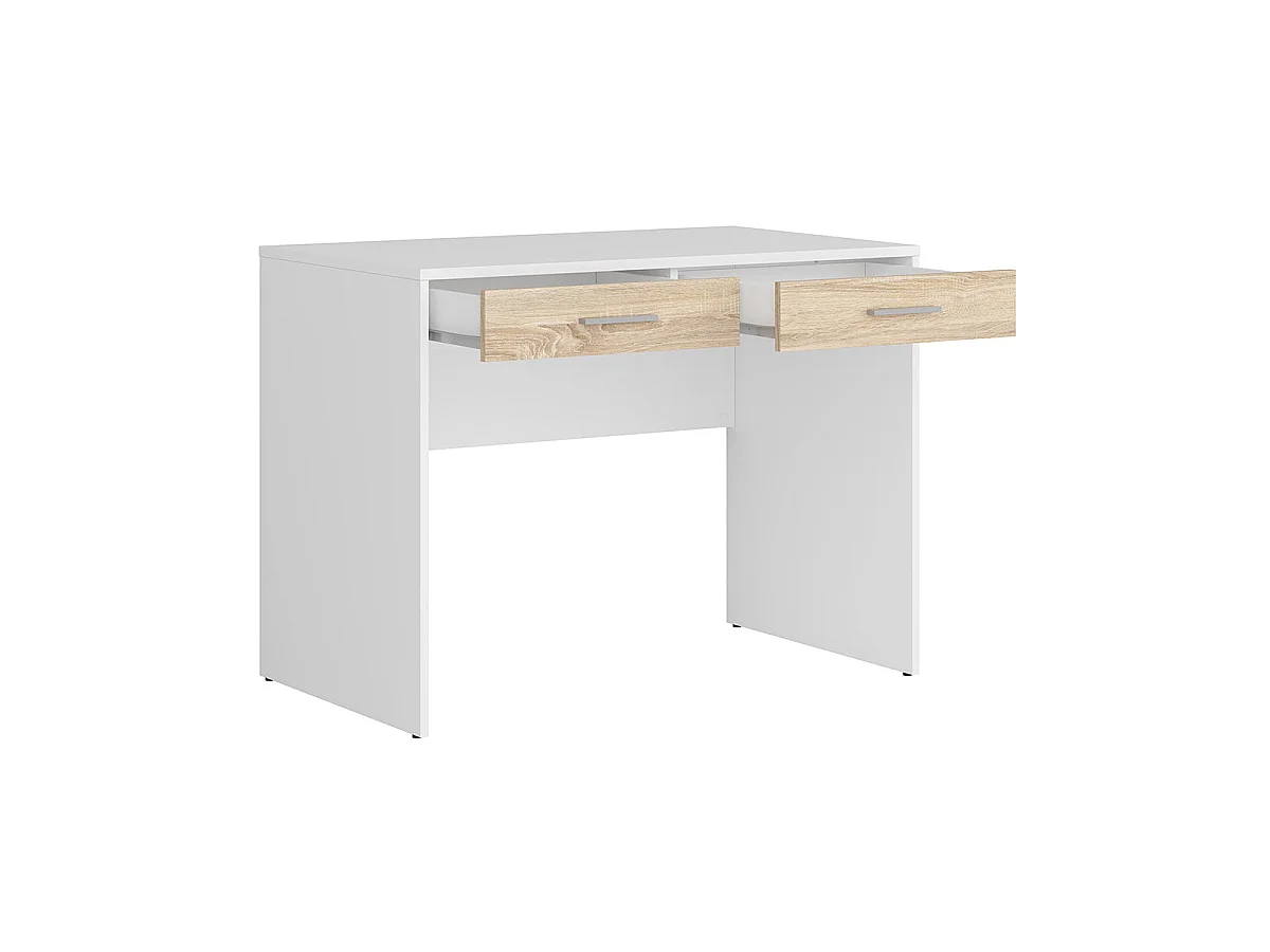 Secretária 2 gavetas Ewen madeira e branco 76cm