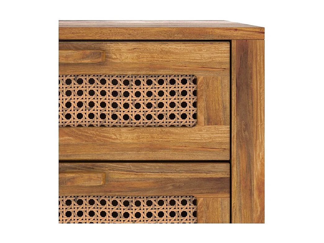 Table de chevet 2 tiroirs en cannage - Tiki
