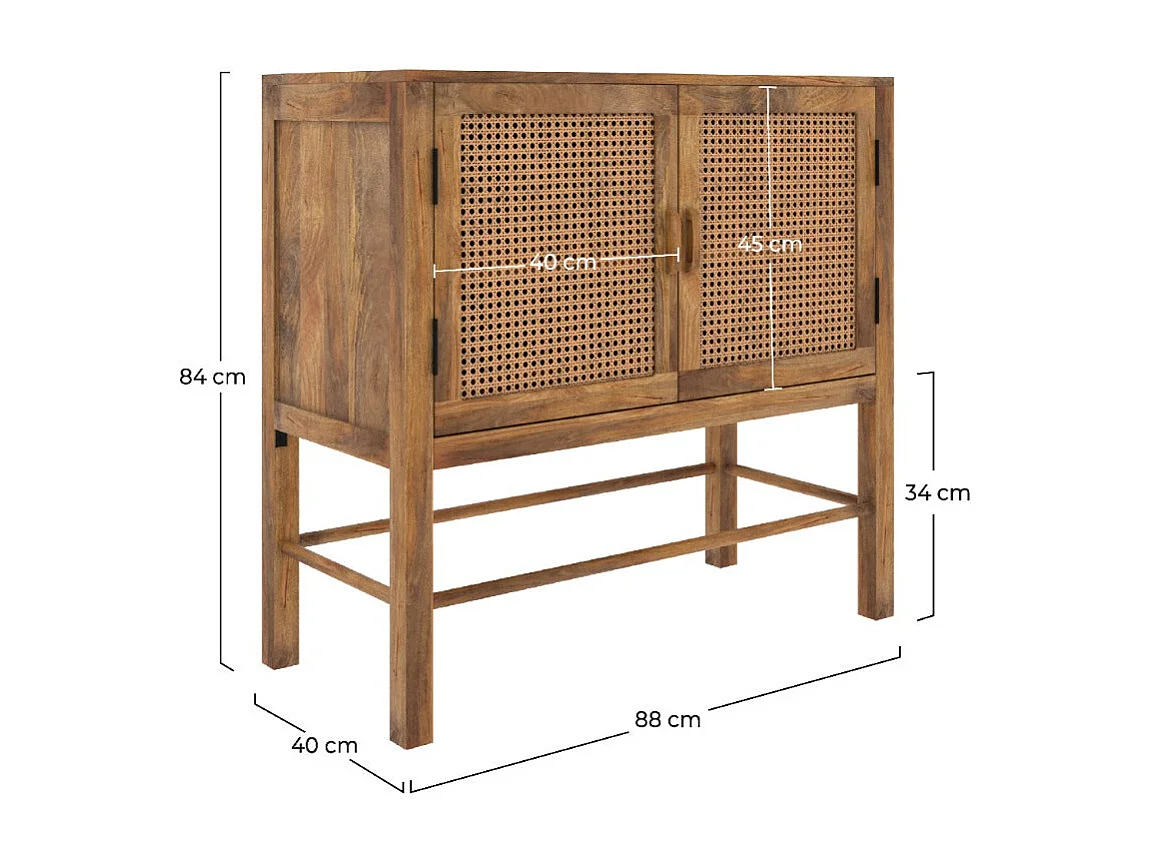 Buffet 2 portes en cannage - Tiki