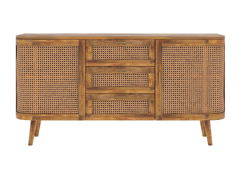 Buffet 2 portes et 3 tiroirs en cannage - Wava