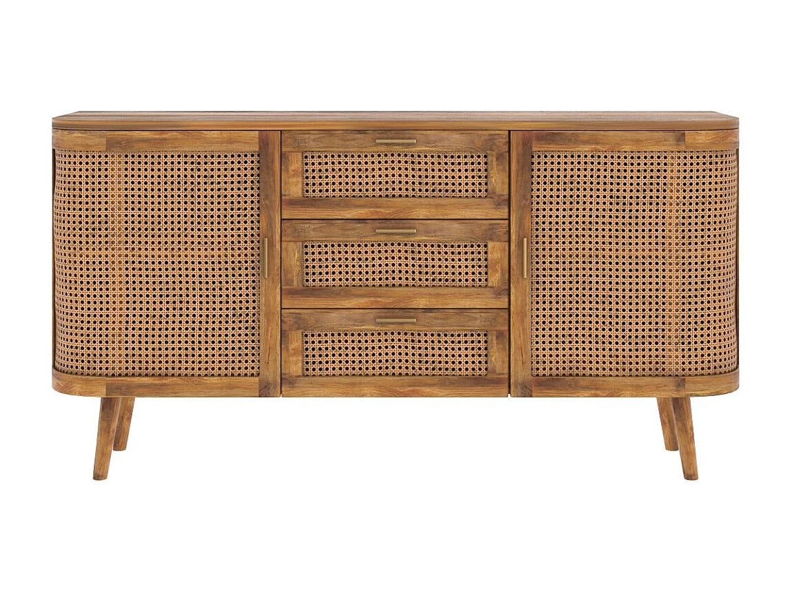 Buffet 2 portes et 3 tiroirs en cannage - Wava