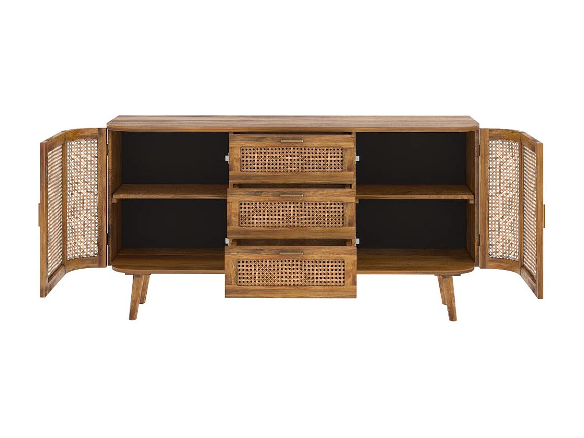 Buffet 2 portes et 3 tiroirs en cannage - Wava