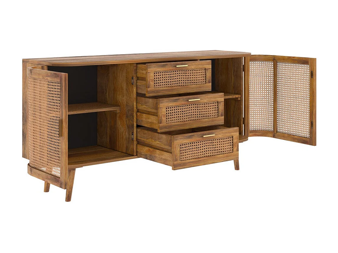 Buffet 2 portes et 3 tiroirs en cannage - Wava