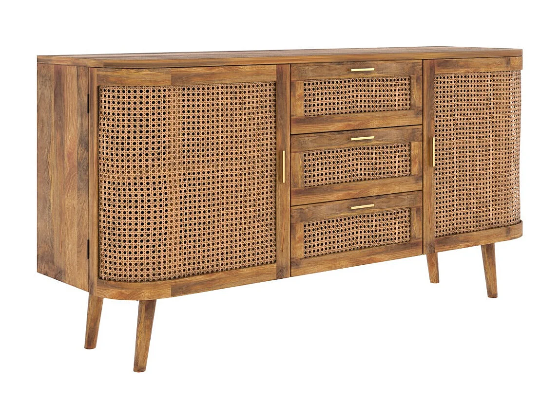Buffet 2 portes et 3 tiroirs en cannage - Wava