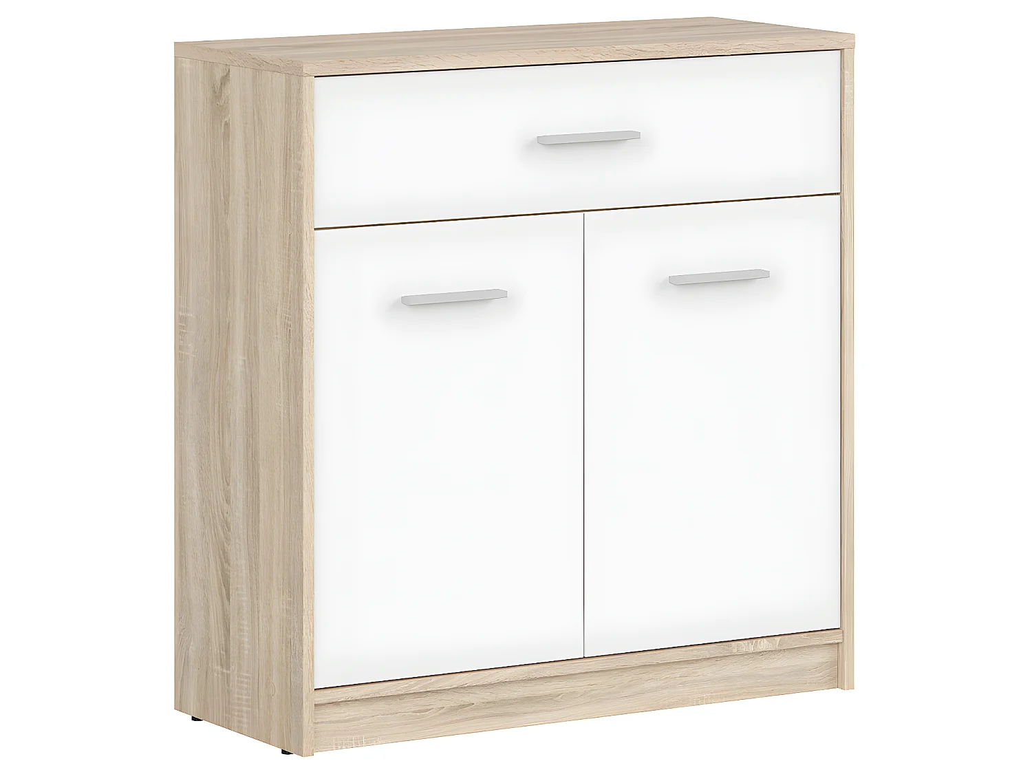 Cassettiera 2 ante 1 cassetto Ewen marrone e bianco 84cm