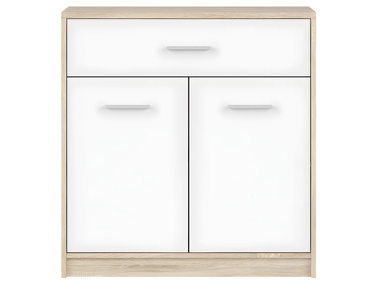 Cassettiera 2 ante 1 cassetto Ewen marrone e bianco 84cm