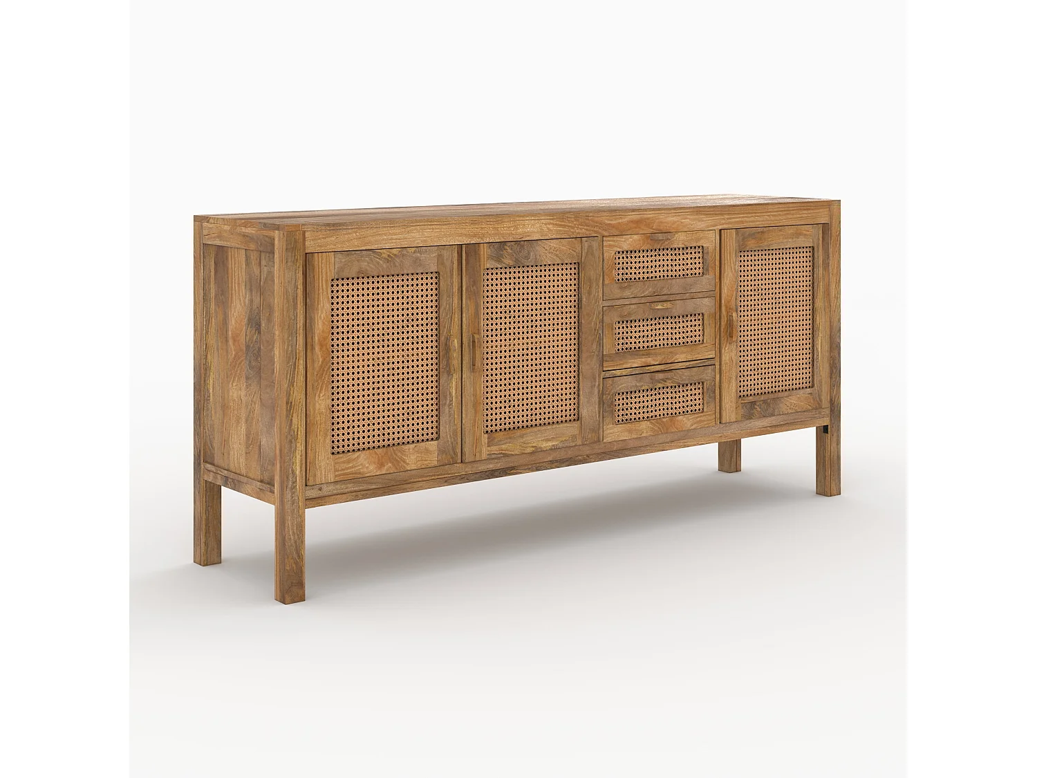 Aparador de 3 puertas y 3 cajones en caña - Tiki