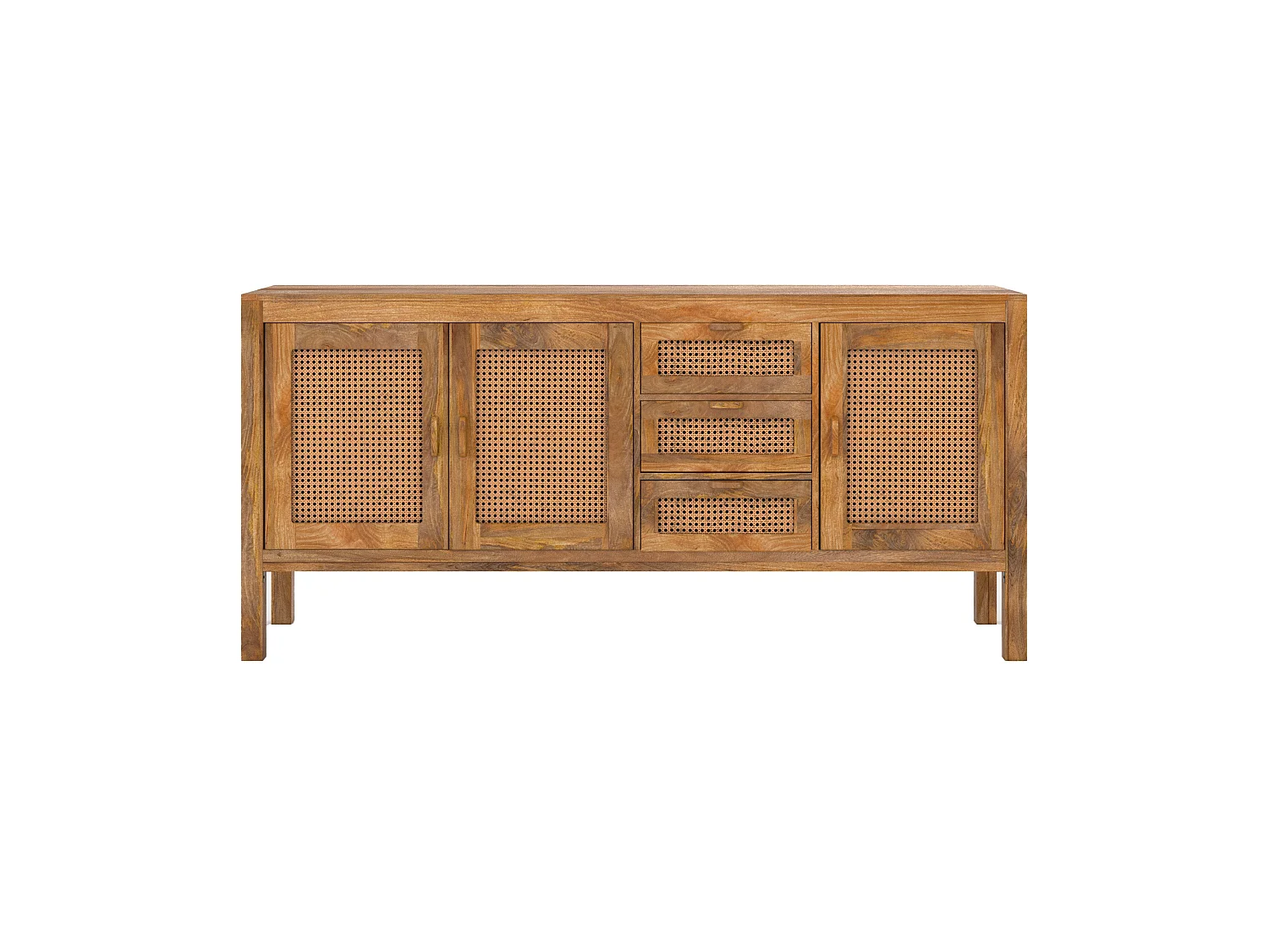 Aparador de 3 puertas y 3 cajones en caña - Tiki