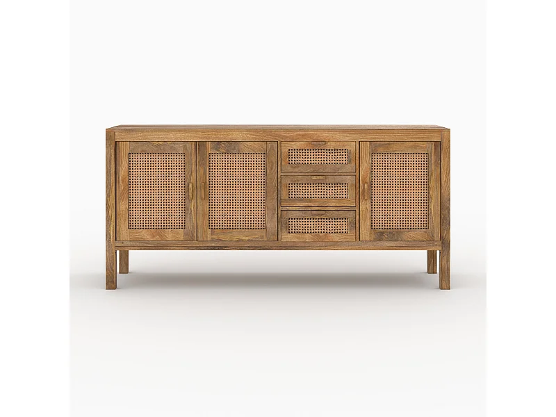 Aparador de 3 puertas y 3 cajones en caña - Tiki