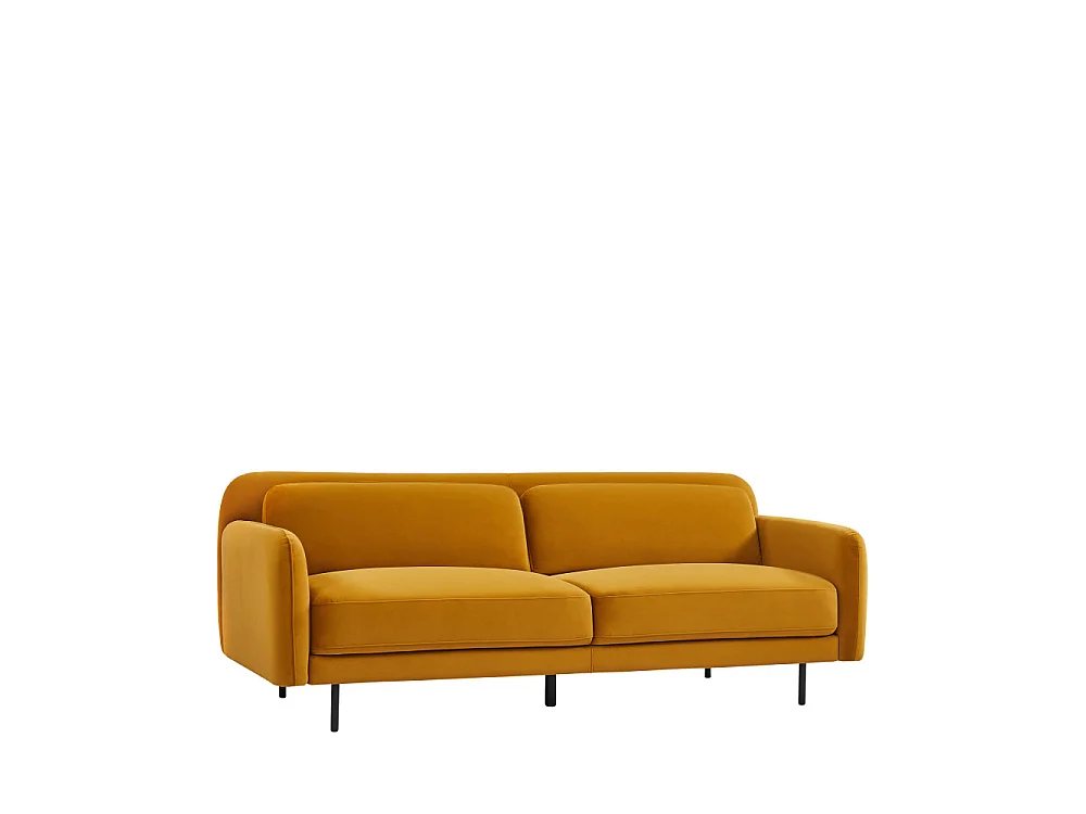 Hani - Canapé 3 places en velours L210cm - Couleur - Jaune moutarde