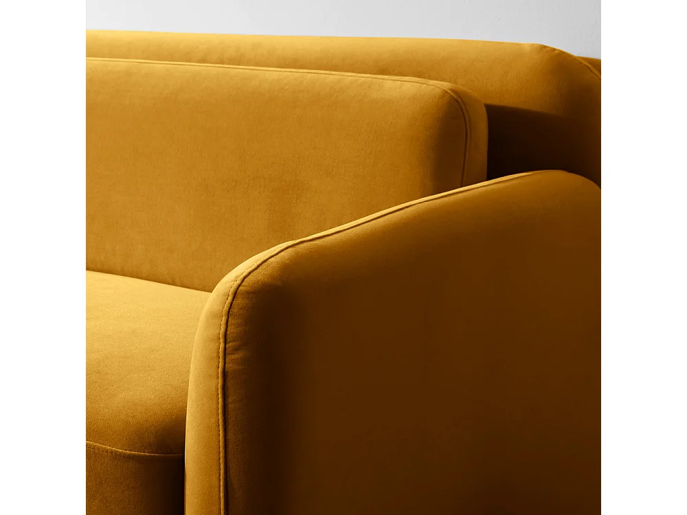Hani - Canapé 3 places en velours L210cm - Couleur - Jaune moutarde