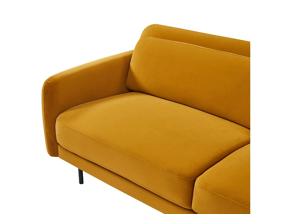 Hani - Canapé 3 places en velours L210cm - Couleur - Jaune moutarde